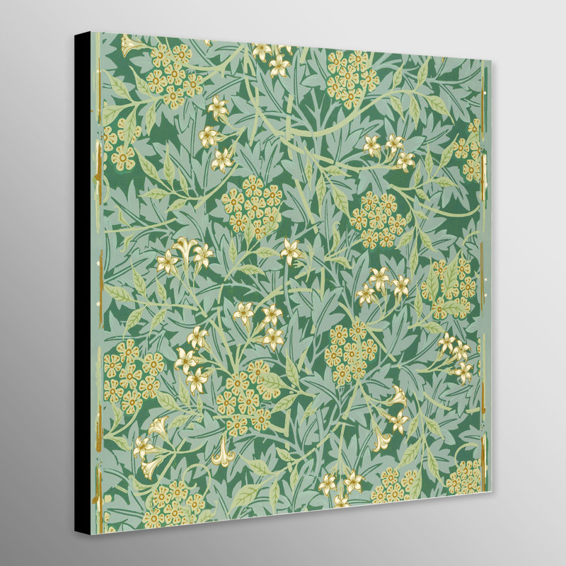 Jasmin - Green Pattern by William Morris - Wrapped Canvas Print, 30cm H x 30cm W