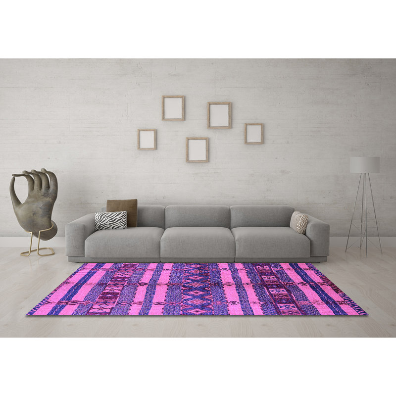Washable Geometric Indoor Rug, Round 5'