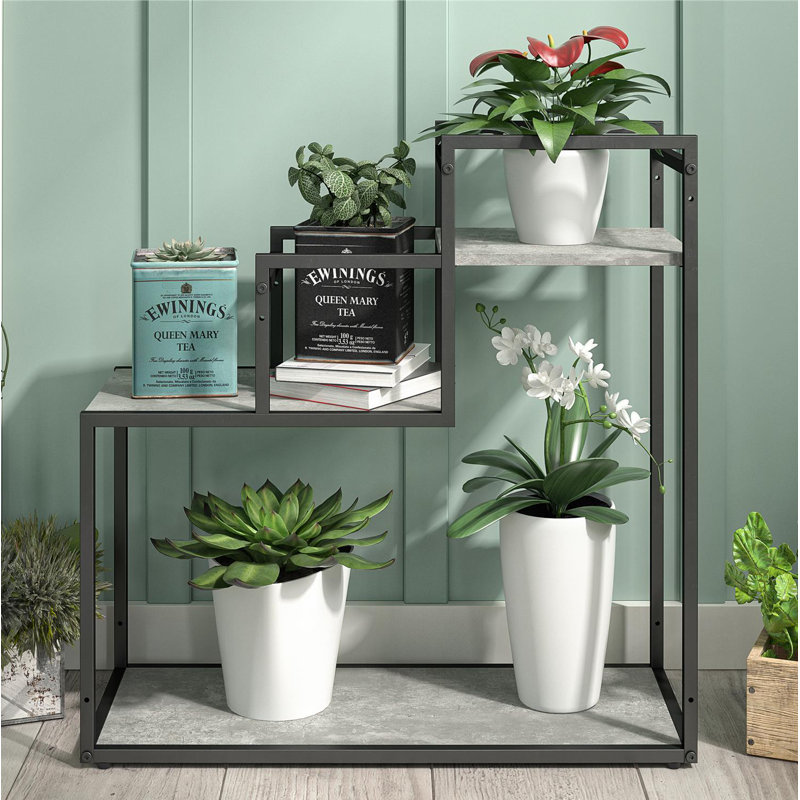 Katelijne Plant Stand, Light Concrete/Black