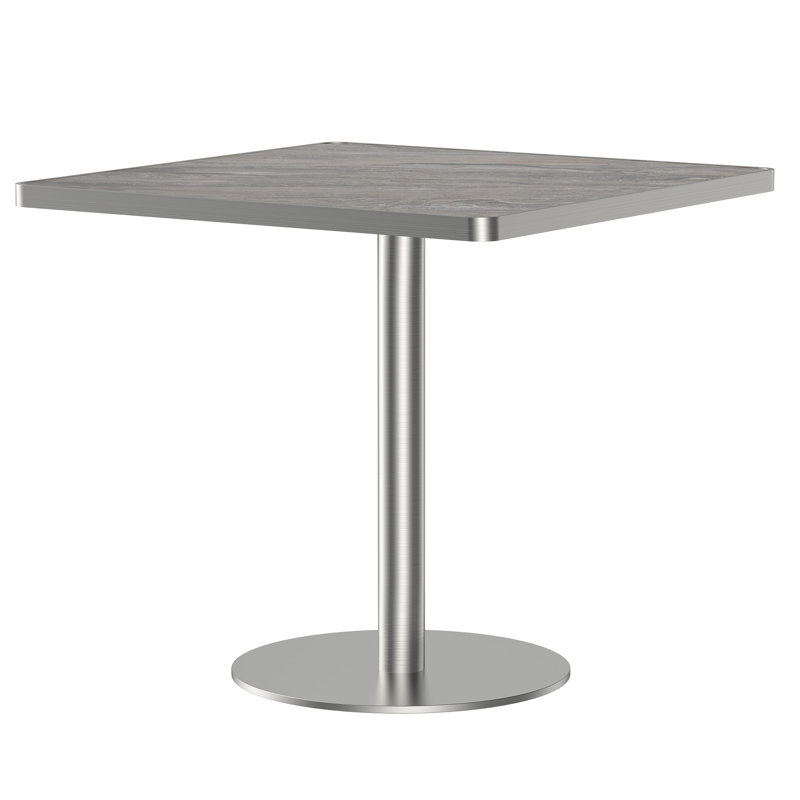 Table carrée bistro moderne tulipe 31,5 pouces avec plateau en faux marbre (sans la chaise), Gris ardoise clair / argent