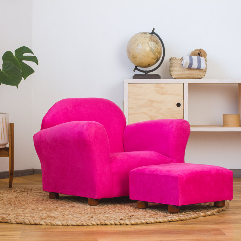 Fauteuil pour enfant avec repose-pieds Weybridge, Rose vif