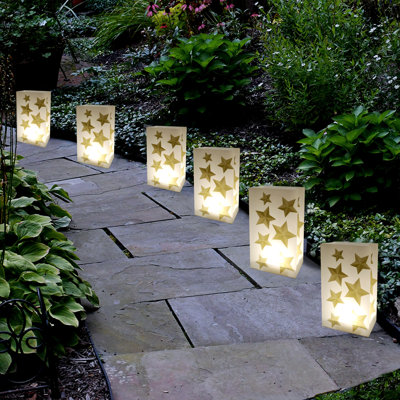 Ensemble de luminaires à piles, étoile dorée - ensemble de 6