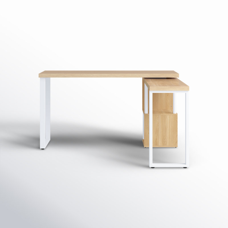 Bureau en L réversible Arooba, Chêne / Blanc