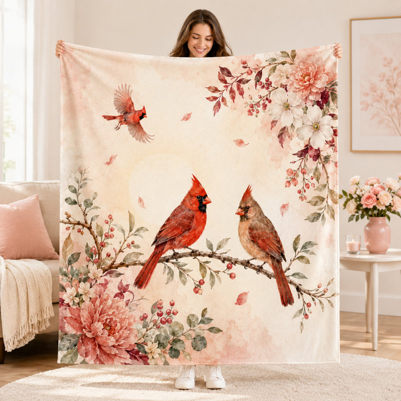 Jeté Blush Floral Cardinal