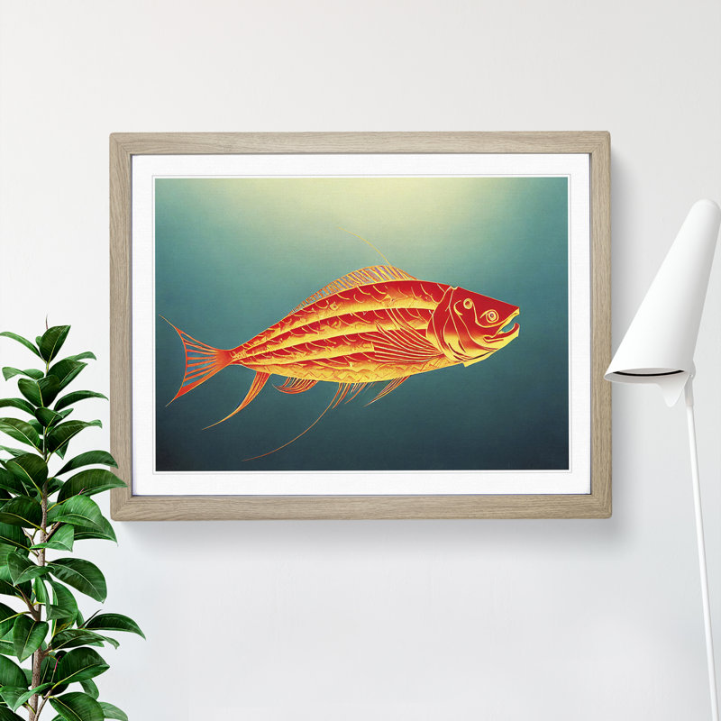 Tranquil Fish Abstract - Framed Print, 25cm H x 34cm W x 2cm D, Oak Framed