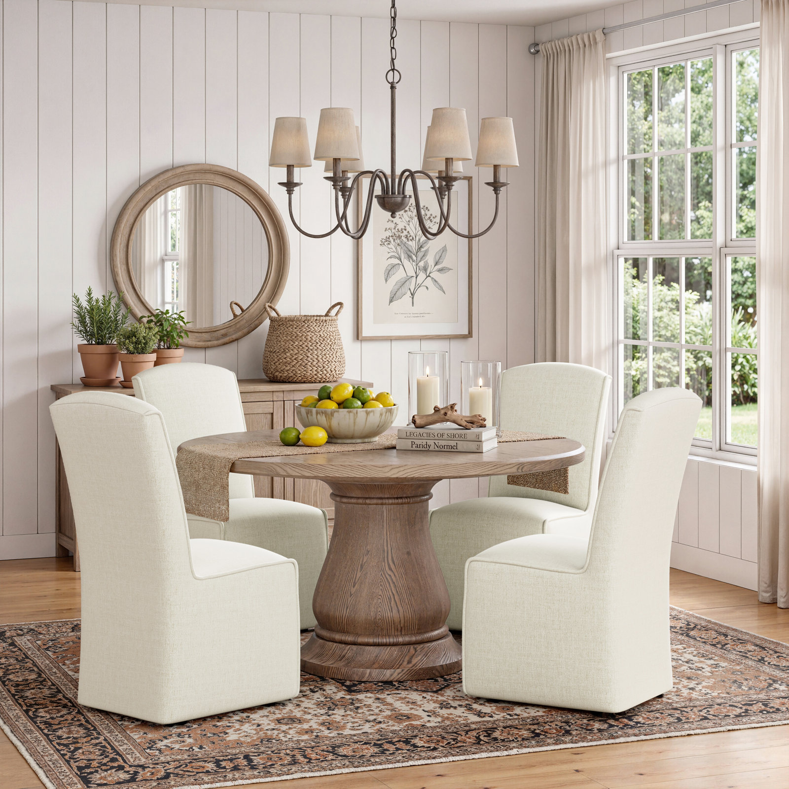 Deaton Linen Side Chair, Off-White