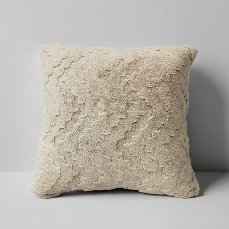 Coussin à poils longs moelleux 2X2 Ft, Beige