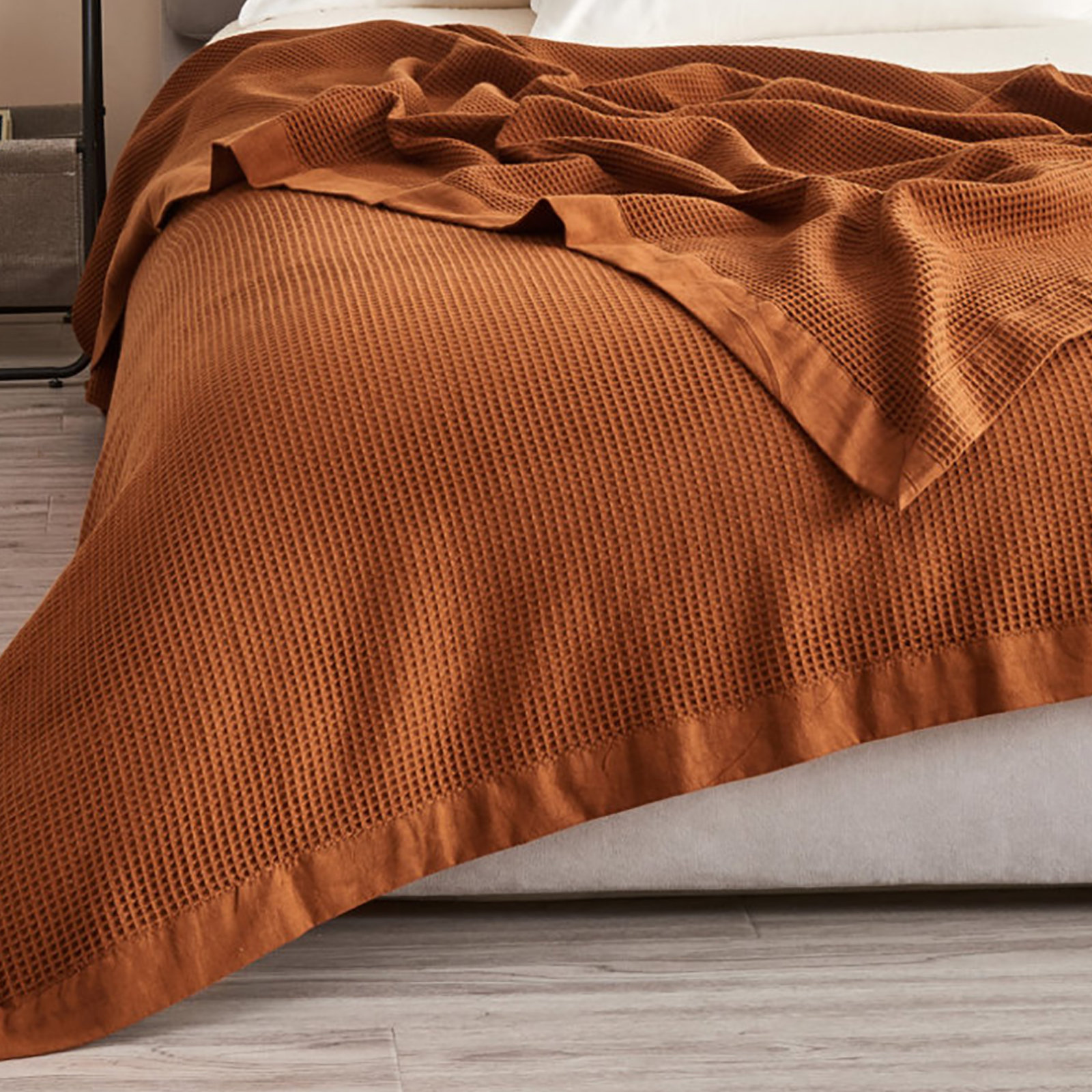Cotton Waffle Weave Throw Blanket, King, Terracotta