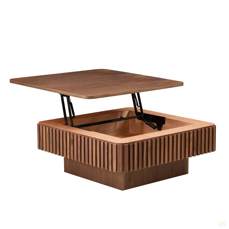 Table basse carrée 35,43 pouces Handcraft Modern, Bois brun foncé