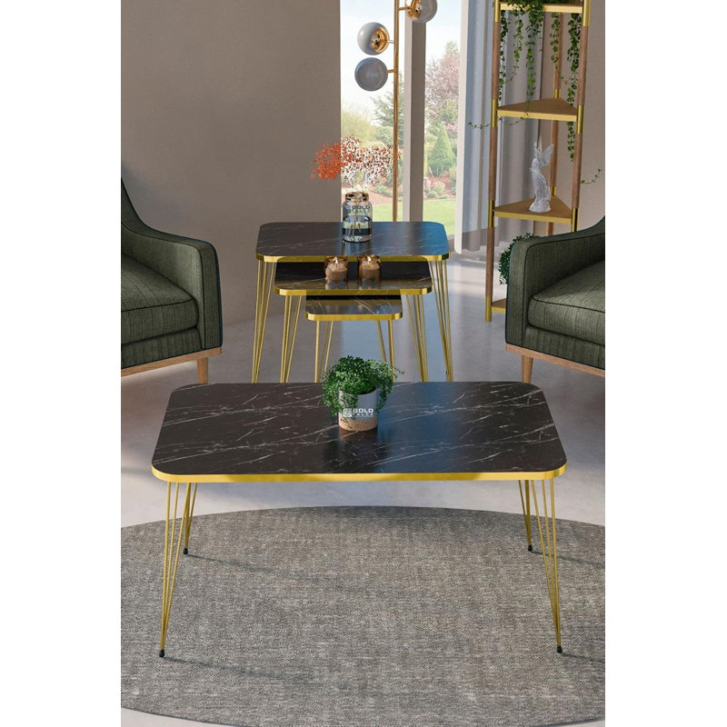 Zampa 35cm Console Table, Black Marble