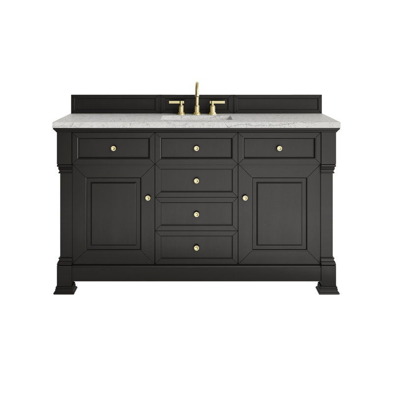Brookfield Single Vanity, Widespread, Eternal Jasmine Pearl, Black Onyx