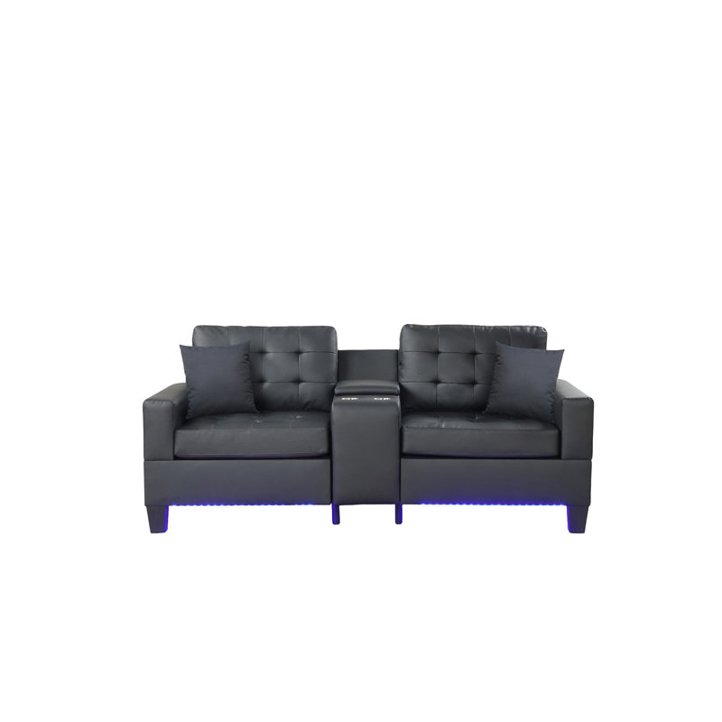 Anna Black Velvet 5 Pc Sofa and Loveseat