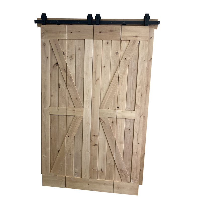 Unfinished Wood Panel Bi-Fold Barn Door with Folding Installation Hardware, 51 po x 84 po, Unfinished, 4