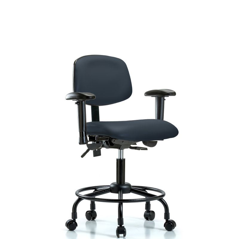 Ian Drafting Chair, Casters, Imperial Blue, Included