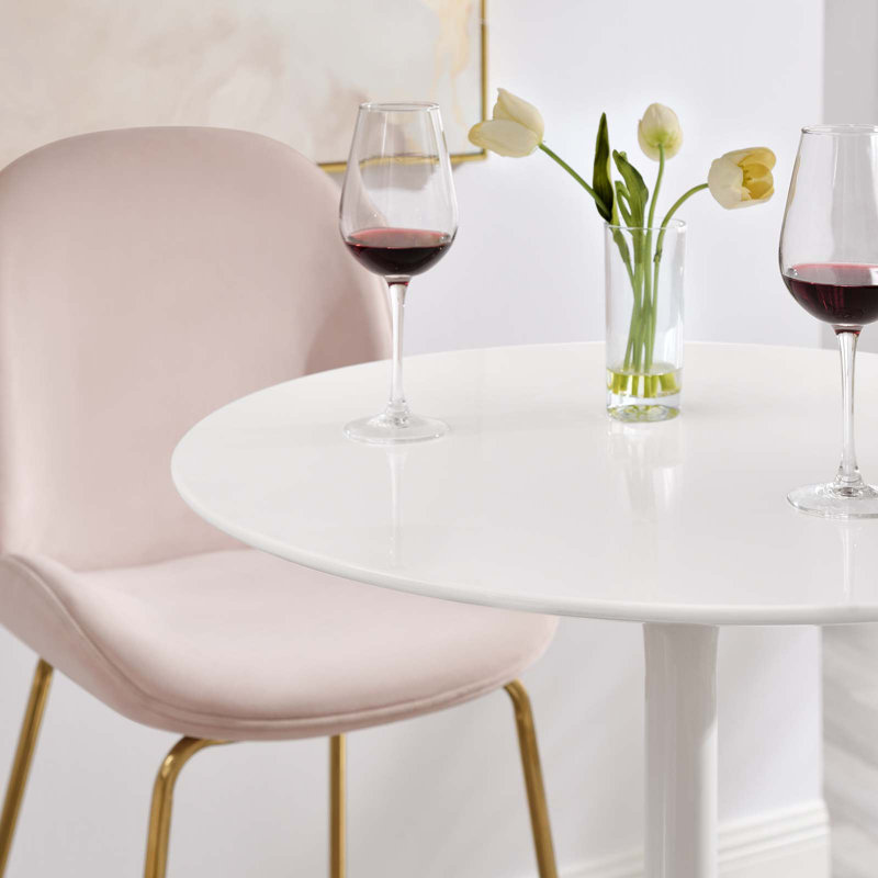 Table de bar ronde en bois 28 po Lippa, Blanc