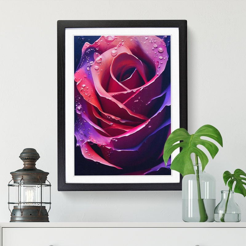 Rose Flower Vol.1 1 Piece Single Picture Frame Wall Art, 64cm H x 46cm W x 2cm D, Walnut