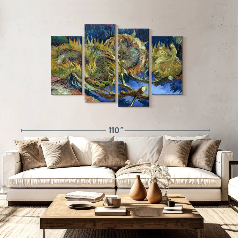 Harnek Four Sunflowers Gone To Seed, 48" H x 75" W