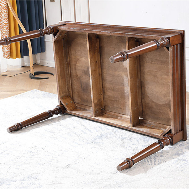 Nut-brown Rectangular Solid Wood Dining Table