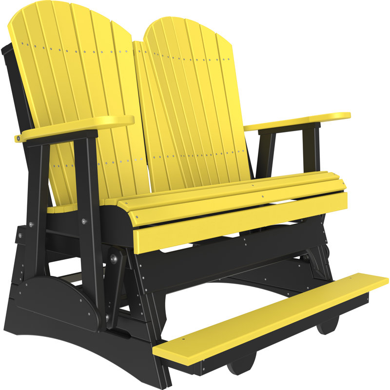 Banc d'extérieur coulissant en polywood, Jaune / noir