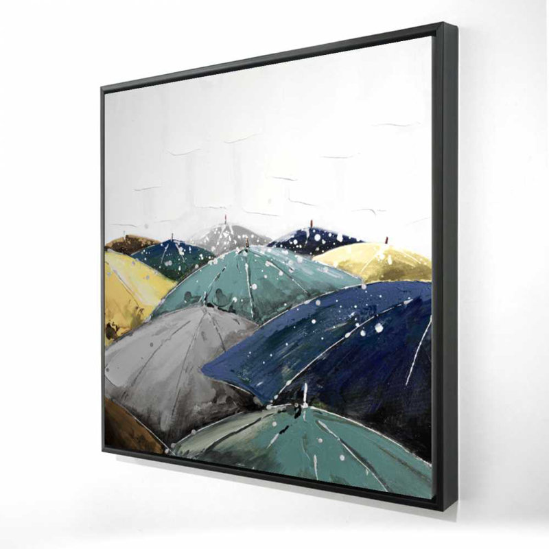 Umbrellas - Blue Seasons Framed Canvas for Home Decor