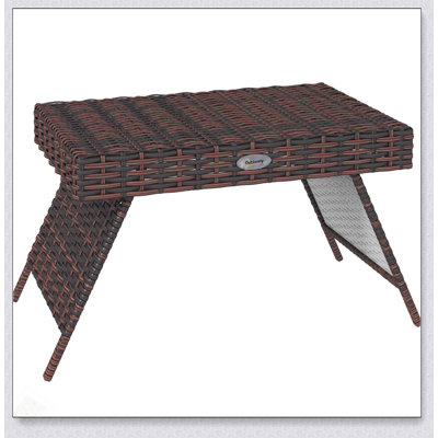 Table d'appoint pliante en rotin Outsunny, table de bout d'extérieur durable et portable pour balcon, cour, jardin, pelouse, cour