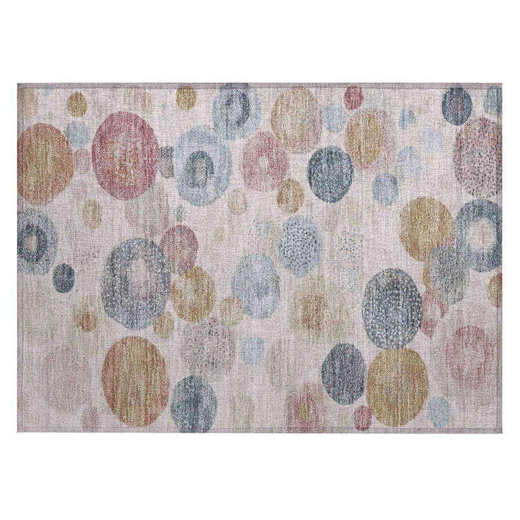 Machine Washable Indoor/Outdoor Xhevrie Blush Rug