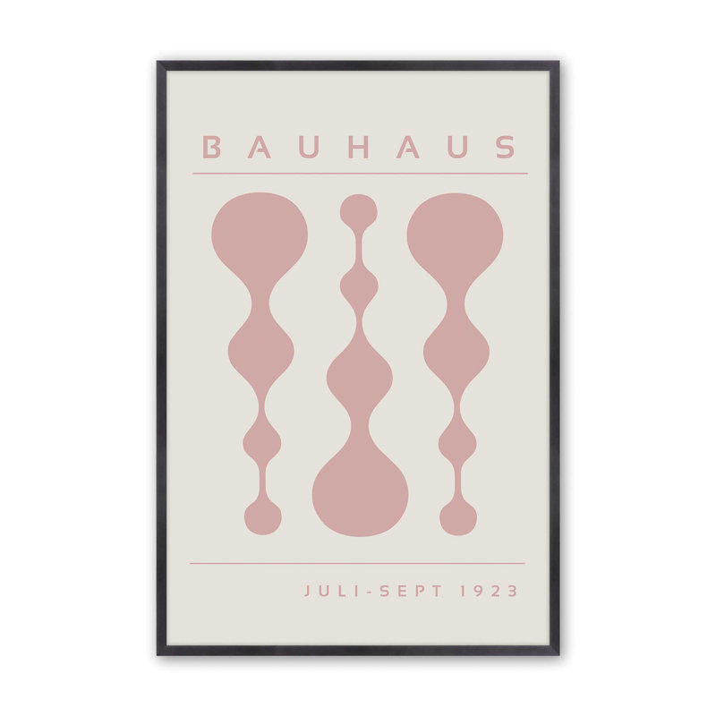 «Pink Retro Bauhaus», affiche I dans un cadre, Zinc patiné, H 15,25 po x l 12,25 po x P 1,25 po