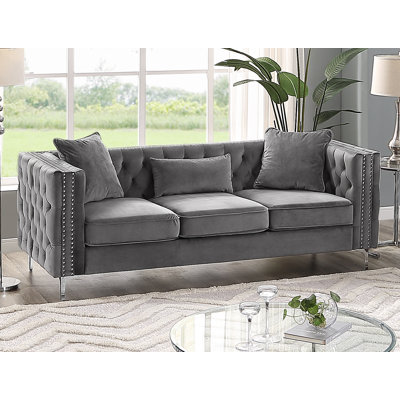 Martine 86" Velvet Chesterfield Living Room Sofa