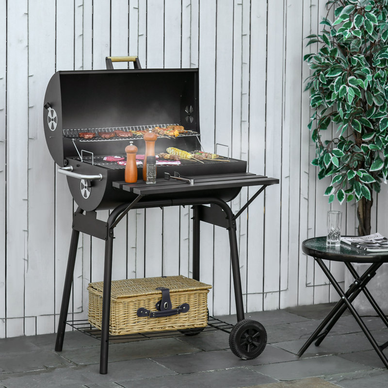 Outsunny 32.25'' W Barrel Charcoal Grill