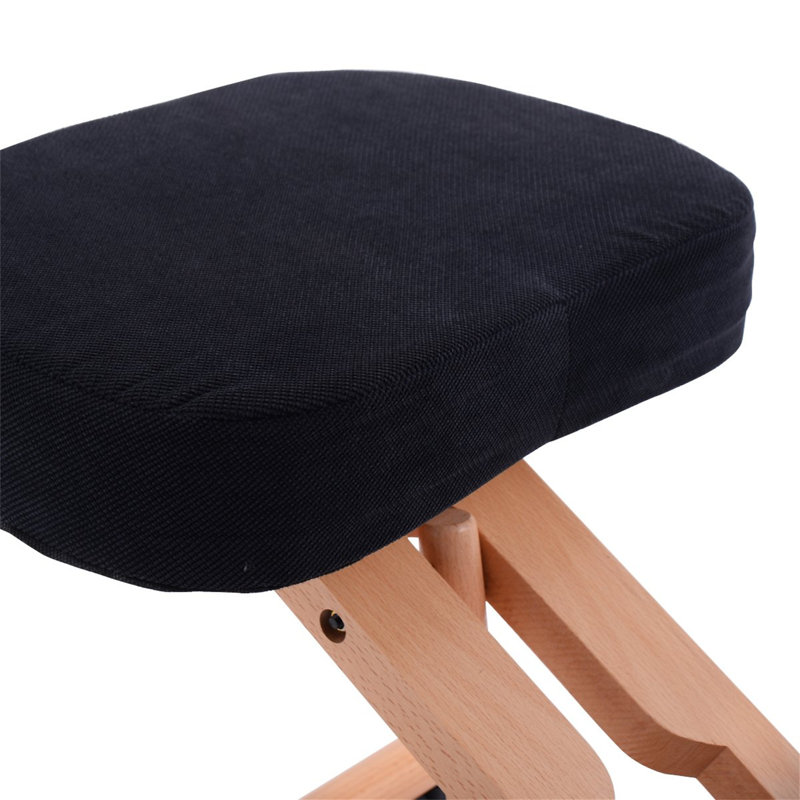Adjustable Height Ergonomic Kneeling Chair Wheels, Black