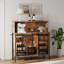 Buffet de 41,5 po de largeur avec portes de grange coulissantes en métal; armoire à vin avec porte-bouteilles; armoire à café avec lumières DEL réglables; armoire à buffet avec tablettes réglables