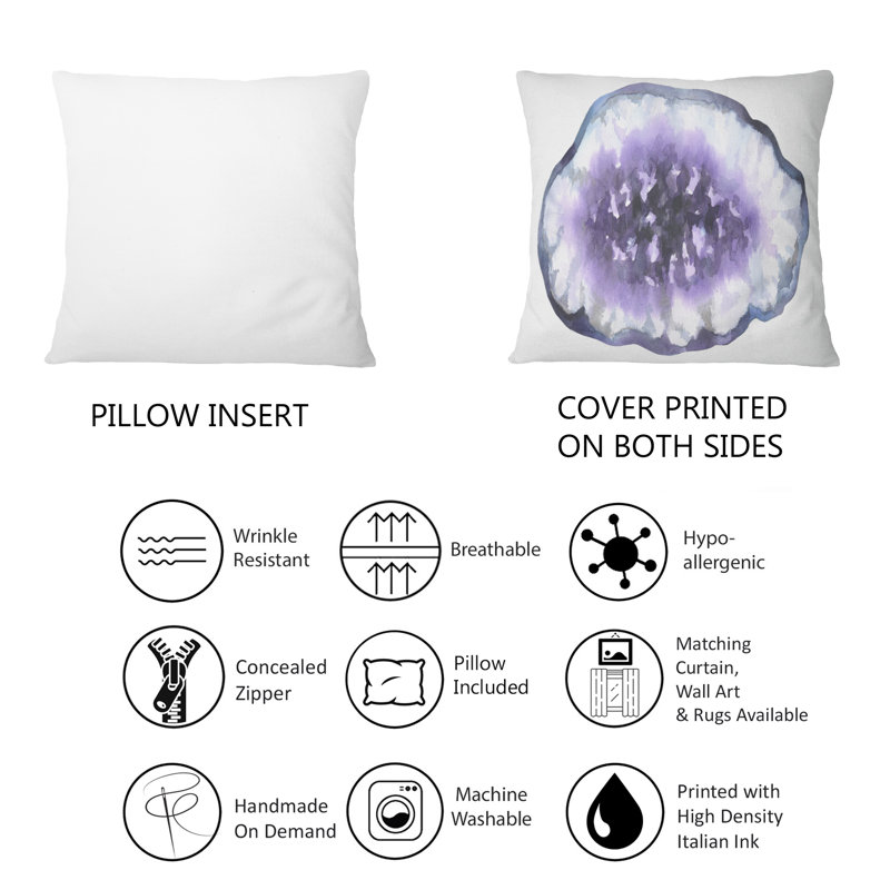 Purple Amethyst Crystal - Modern Printed Throw Pillow