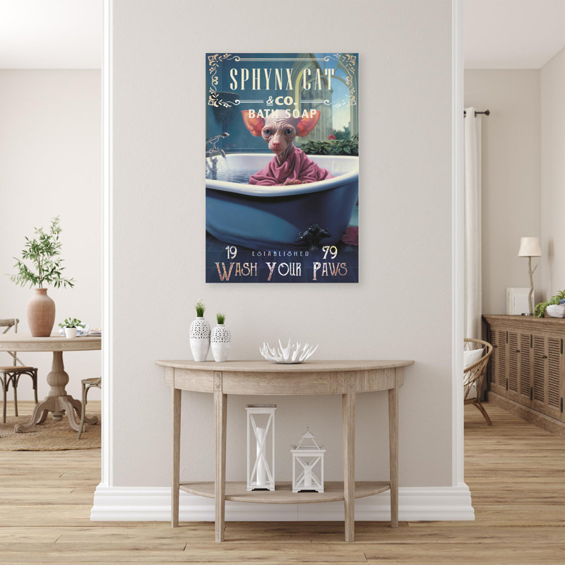 " Sphynx Cat Bath Soap ", 20" H x 16" W x 1.25" D