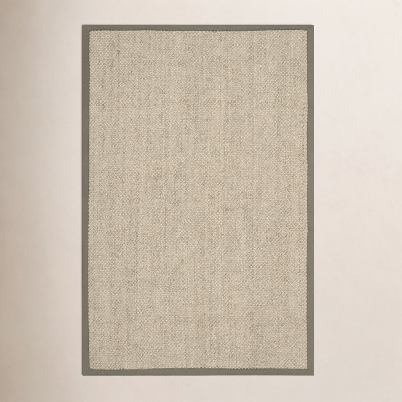 Auckland Jute/Sisal Beige/Green Area Rug, Rectangle 4' x 6'