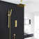 Gold Thermostatic Rainfall Shower System with LED Lights and Handheld Shower