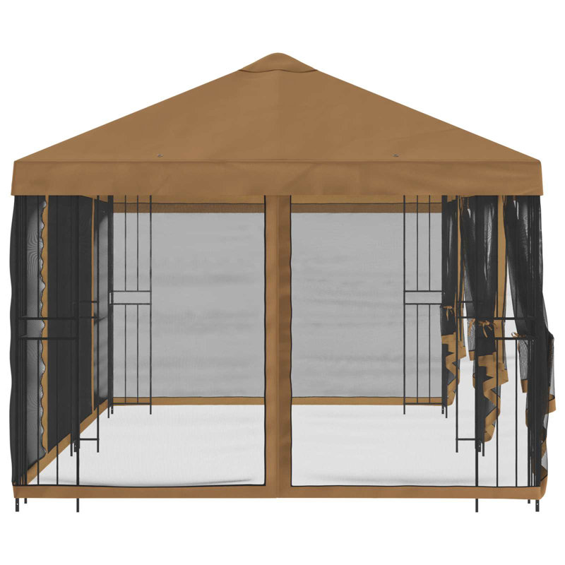 Vidaxl Gazebo Polyester And Steel, Khaki, 276.5cm H x 600cm W x 300cm D
