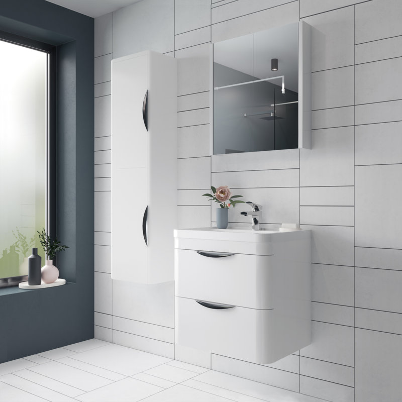 Parade 800mm Single Bathroom Vanity with Integrated Polymarble Basin, Gloss White