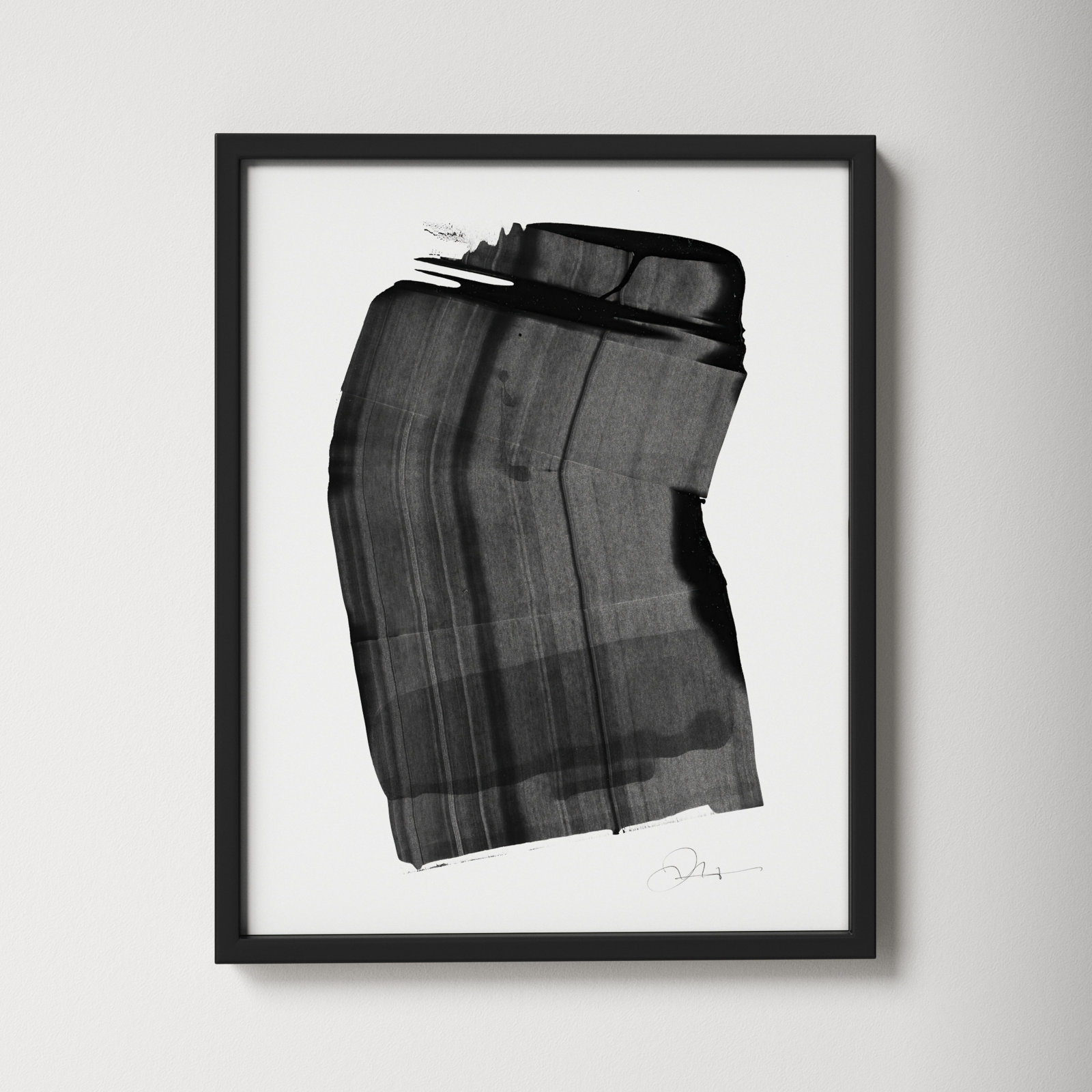 Olivia "Brushstroke 1" Painting, 20" H x 16" W x 1.25" D, Black