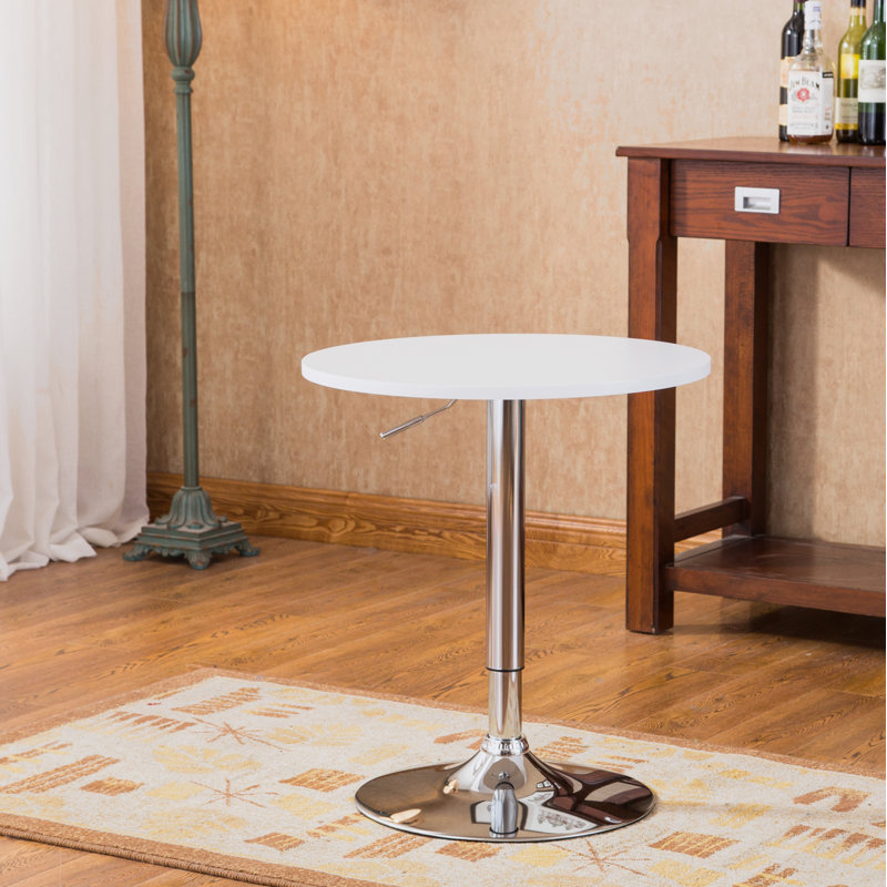 Table de bout à hauteur réglable en métal avec plateau en métal Latéral Latéral, H 36 po x l 24 po x P 24 po, Blanc, Argent
