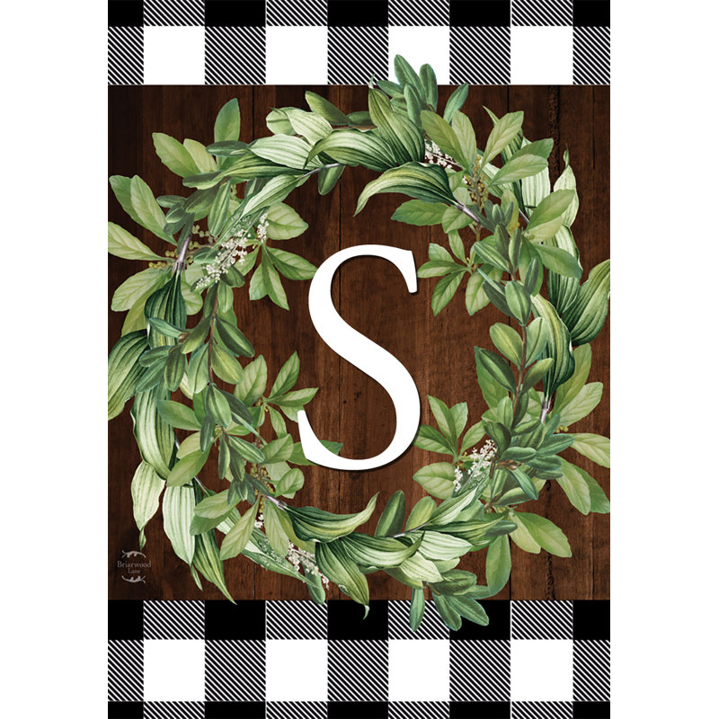 Wreath Monogram S Garden Flag
