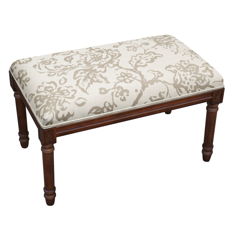 Billiot Linen Blend Upholstered Bench, Walnut/Taupe  Painterly Toile
