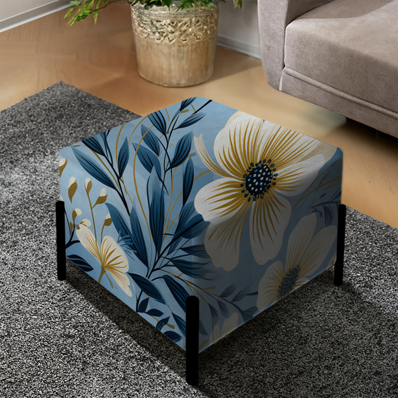 Motif floral bleu II Coastal Elegance - repose-pieds carré floral
