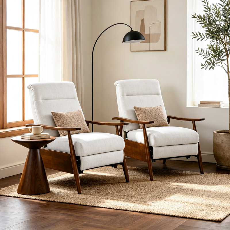 Fauteuil inclinable réglable, Beige Cotton Blend
