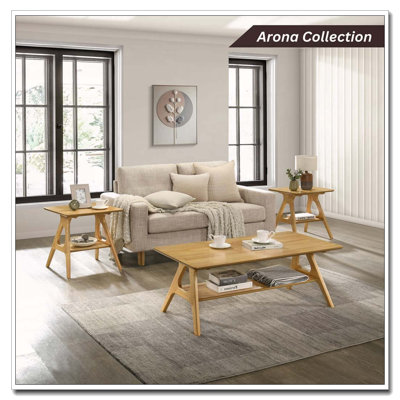 Table de bout en bois moderne avec tablette