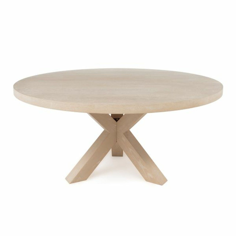 Natural Cerused Oak Round Dining Table for Six