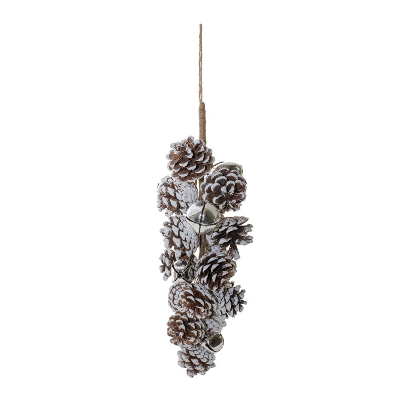 Flocked Pinecone Cluster Drop (Set of 2)