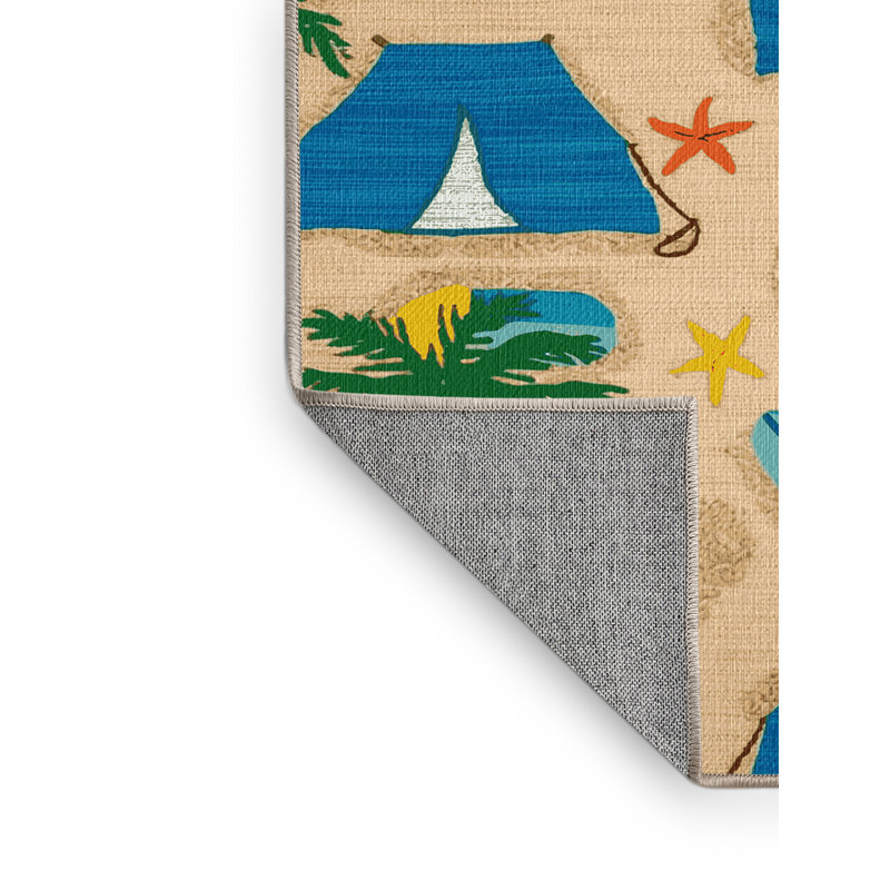 Tapis bord de mer lavable, Rond 3 pi