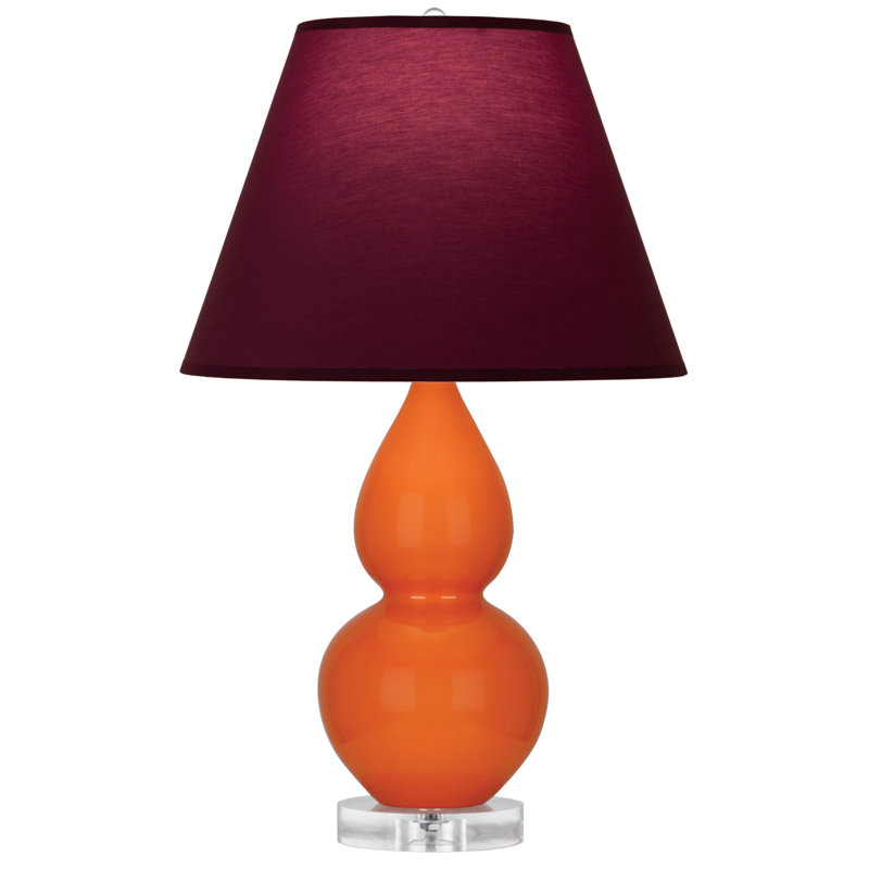 Small Double Gourd Accent Lamp - Steel Blue, Lucite - Tangerine, Taupe Lining Shade, Pumpkin, Plum/Lavender