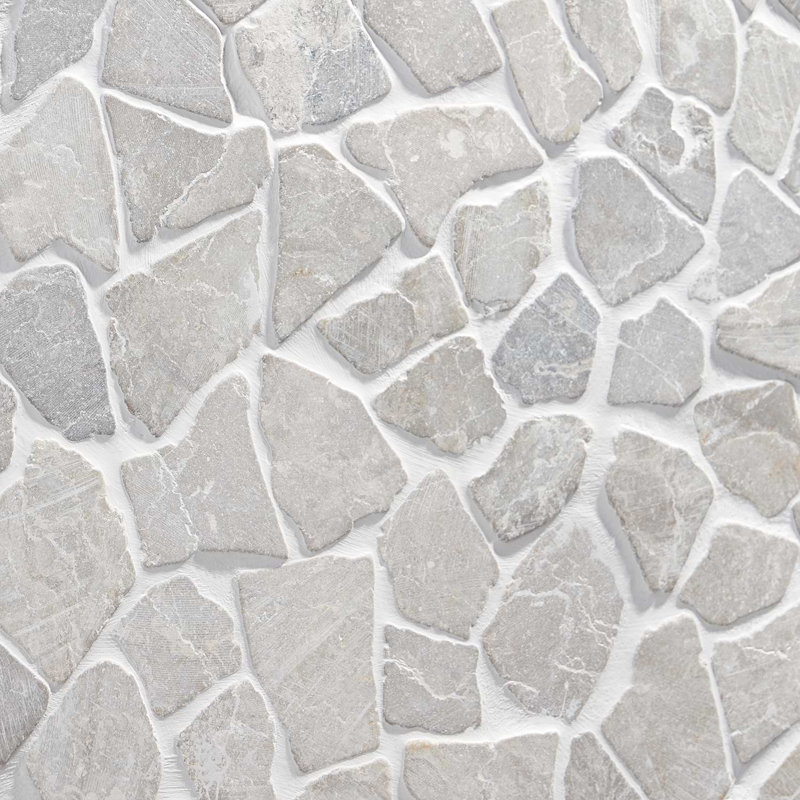 Nature 12x12 Tumbled Pebble Tumbled Mosaic Tile, Pram Gray