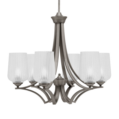 Lustre suspendu 6 lumières Zilo avec verre texturé transparent 5 po Zilo